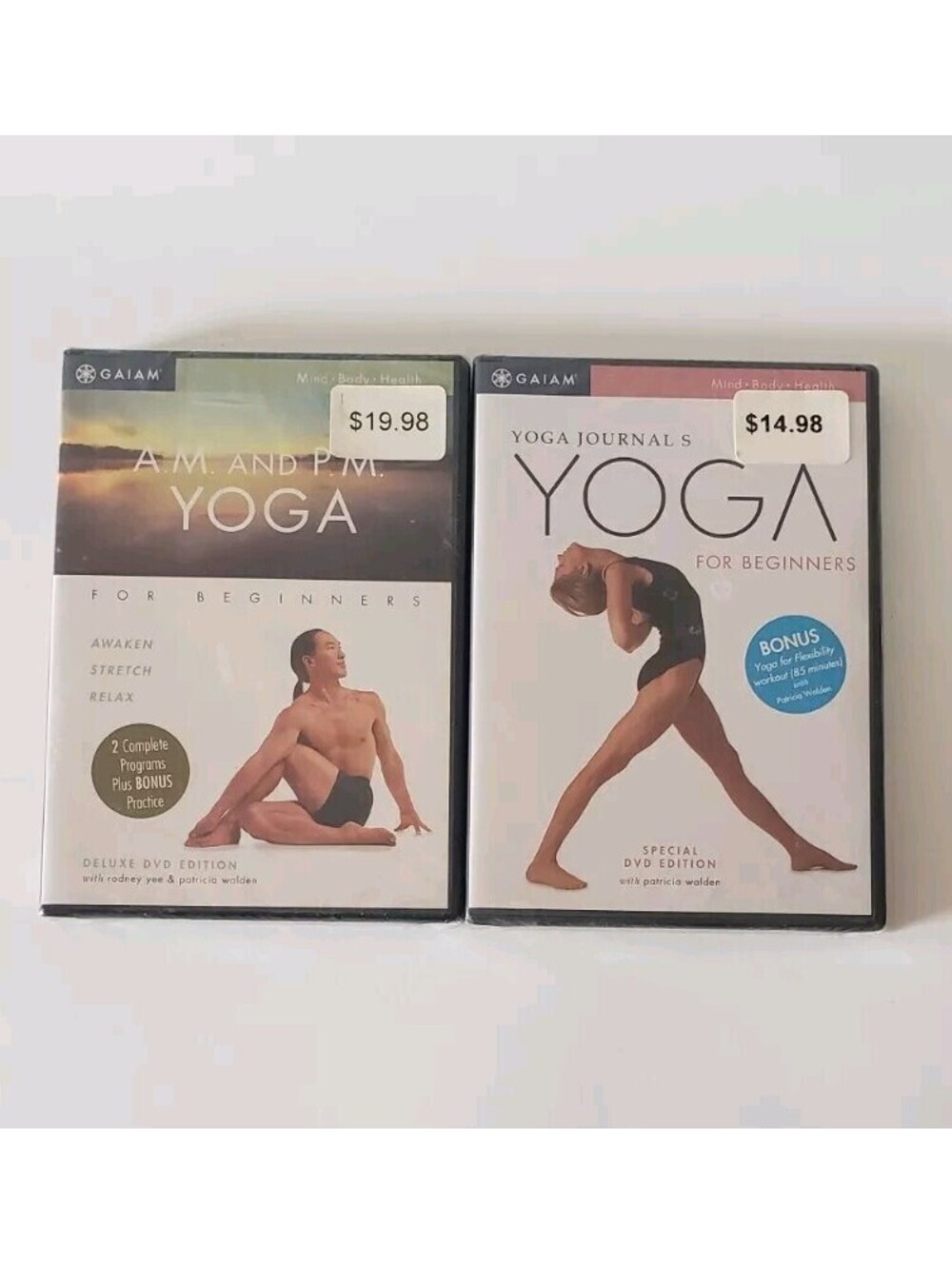 Yoga DVD Beginners Gaiam Awaken Stretch Relax AM PM Morning Night Yee Walden